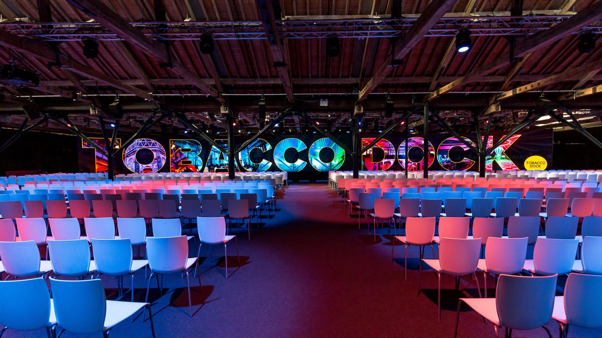 Conference set up at Tobacco Dock